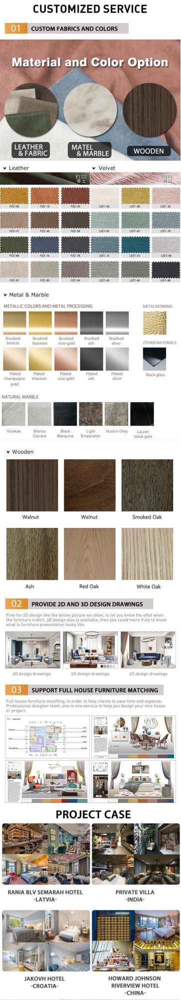 Zhida Foshan Furnishing Factory High Quality Seaside Modern Upholstered Villa Furniture Living Room Apartment Bedroom Wooden King Size Bed for Hotel Project