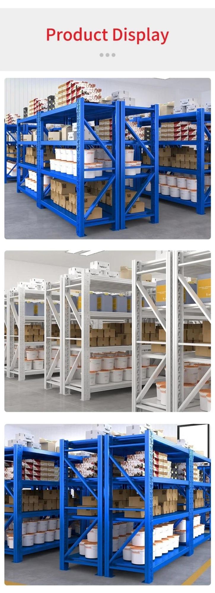 Heavy Duty Cold-Rolled Steel Warehouse Rack Storage Goods Shelf