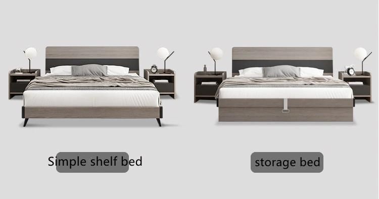 Modern Gray Mixed Color Style Wooden Bedstead Bedroom Furniture Single Beds