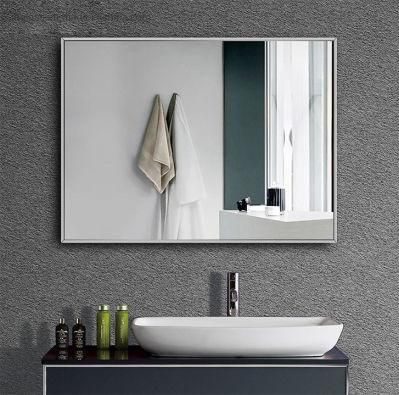 Hot Selling 24 in X 32 in Satin Silver Rectangular Aluminum Alloy Framed Bathroom Vanity Mirror for Shower, Bathroom or Living Room