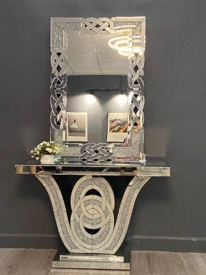 Mf0099 Modern Console Table and Mirror Set Bedroom Furniture Mirrored Table Set