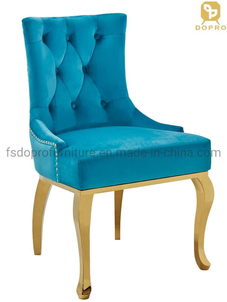 Europe′s Best Selling Pull Brass Nail Pull Velvet Linen Synthetic Leather Hotel Dining Chair