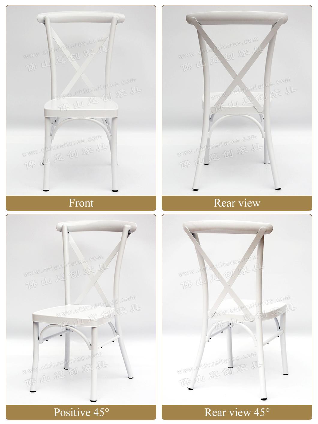 Yc-A68 Hot Selling 2019 Stackable Metal Chrome Cross Back White Wedding Chair