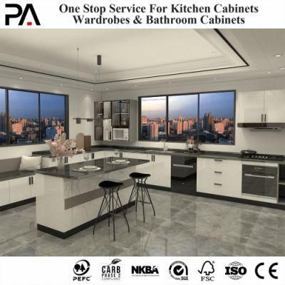 PA Cream Color Classic PVC Kitchen Cabinet Modern Complete Set Pantry Unit Revolving Kitchen Cabinet