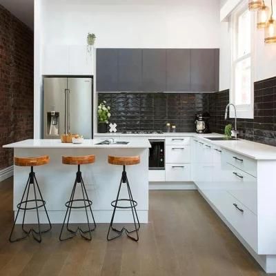 European Style Wooden Fitted Kitchen Cabinetry Set Design Modern White Melamine Wood Modular Kitchen Cabinet Design