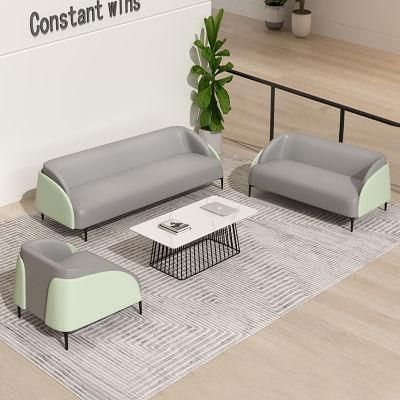Gray Green Nordic Modern Light Luxury Scientific Cloth Sofa with Metal Foot Curved Sofa