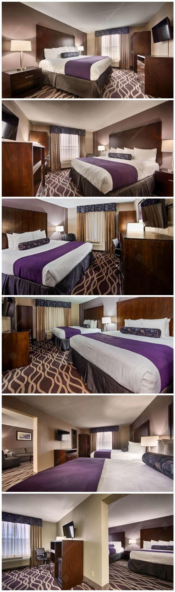 Modern Appearance Hotel Bedroom Furniture Sets Wood Veneer Matt Lacquer