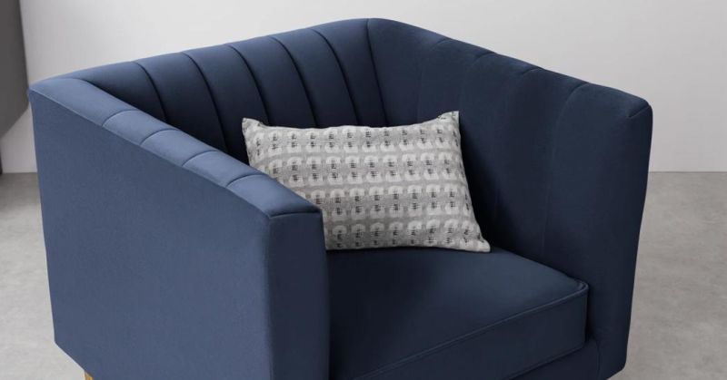 Sitting Room Comfortable Modern Couch Navy Blue Velvet Sofa Chair Living Room Furniture