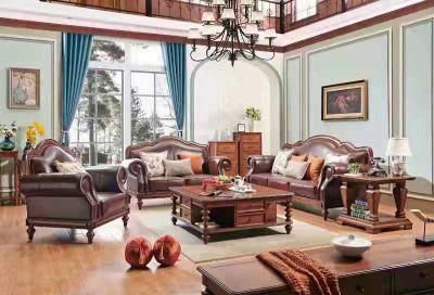 Modern Luxury Leather Sofa Wooden Furniture