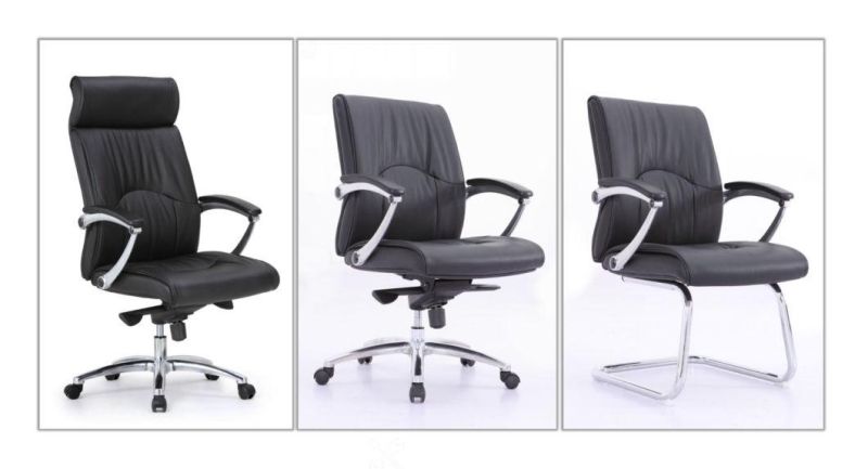 Luxury Leather Office Chair Minimalist Modern High-End Executive Chair Office Staff Chair Black Leather Hot Sale