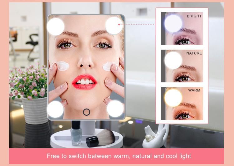 LED Lighted Table Vanity Makeup Hollywood Mirror with Light Bulbs for Girl Cosmetic