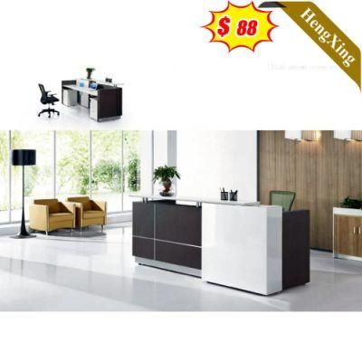 Popular Style Wooden Black Mixed White Color Office Furniture Square Reception Table