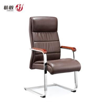 Modern Office Furniture Government Public Guest Visitor Waiting Chair with Wood Armrest