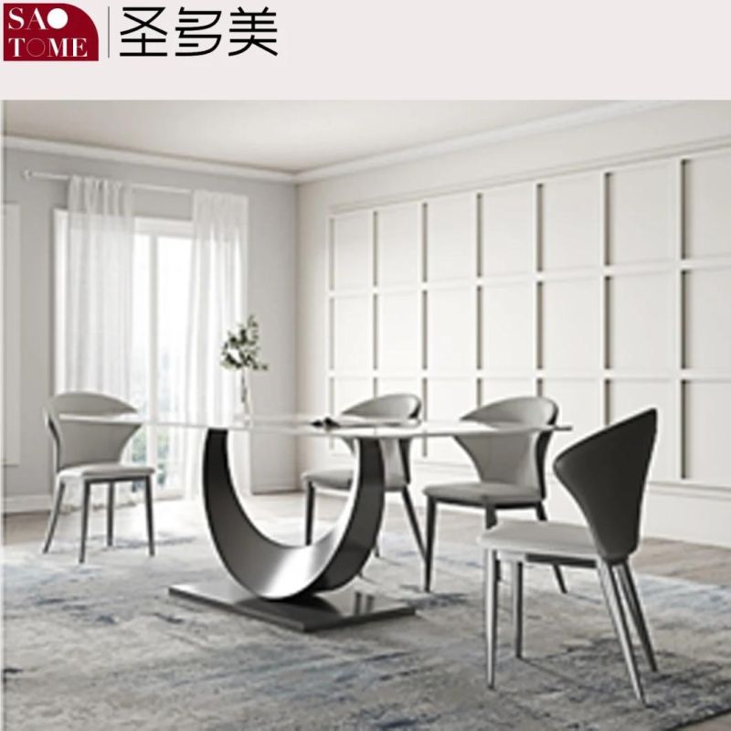 Modern High-Grade Rock Board Furniture U-Shaped Base Dining Table