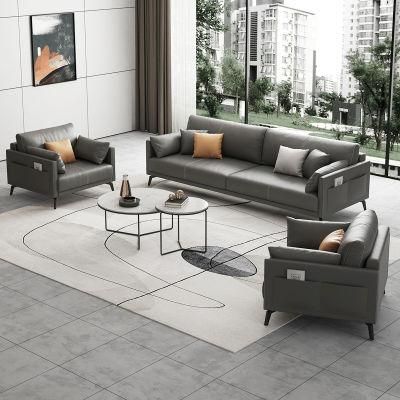 Foshan Factory Modern Sofa PU Leather Customized Stainless Steel Leg Visitor Lounge Office Sofa