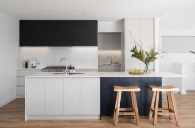 Modern Design Black Cupboard Flat Back Handleless Wooden Modular Kitchen Cabinets