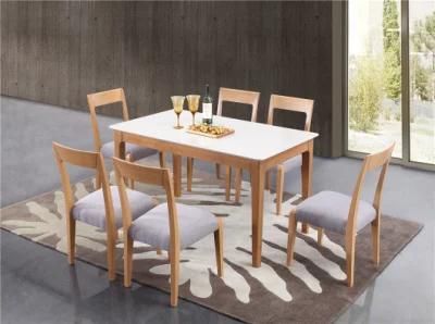 Apartment Furniture Rubber Wood Frame Painting Dining Table Set