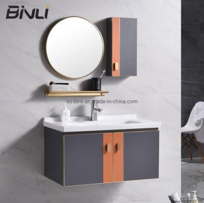 European Market Design Home Hotel Apartment Bathroom Sink Cabinet Plywood Wooden Wall Hung Bathroom Vanity Furniture with Mirror