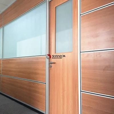 Decorative Office Half Glass Wall Partition, MDF Office Partition Wall