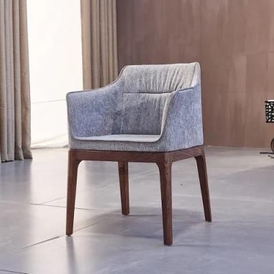 High Quality Solid Wood Armrest Fabric Dining Chair Modern Style