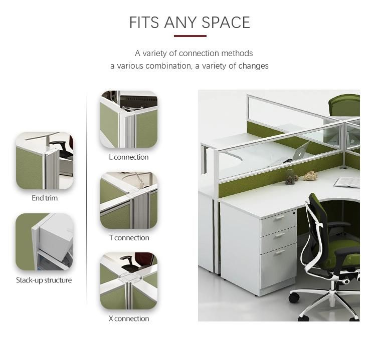 Popular Design Desk Modern L Shape Furniture Cubicle Workstation Variety Combinations Office Partition