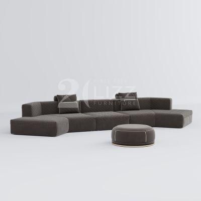 Luxury Italian Style Office Hotel Home Sofa Furniture Nordic Sectional Lounge Couches Sofa with Stool