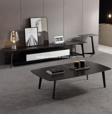 Italian Contemporary Living Room Hotel Furniture Black Metal Coffee Table