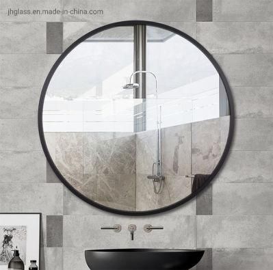 Factory Price 28 in X 28 in Matt Black Round Aluminum Alloy Framed Bathroom Vanity Mirror