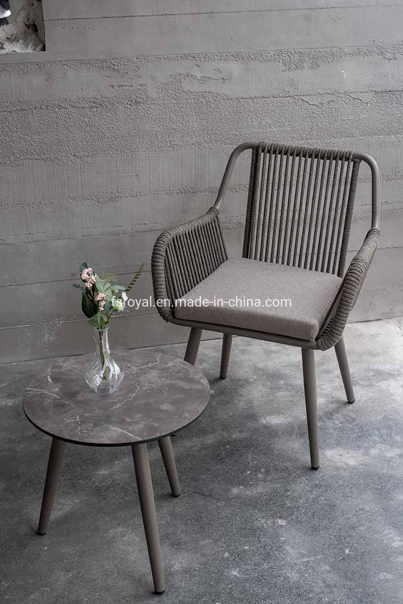 New Modern Design Aluminum Outdoor Wicker Dining Rope Wicker Chair