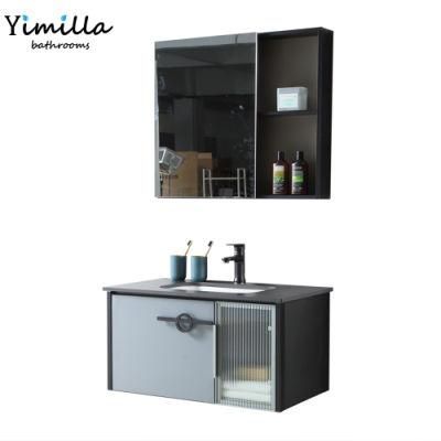 Bathroom Storage Cabinet with Sink Modern Aluminium Bathroom Vanity with LED Mirror