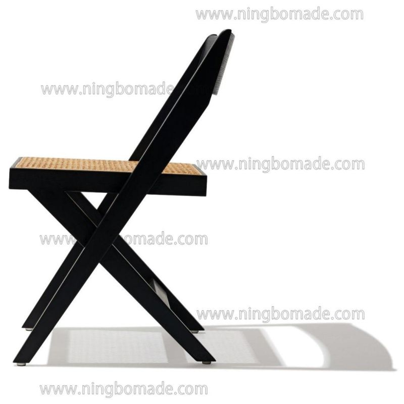 Classic Silhouette Drafting Compass Furniture Black Ash Natural Rattan Dining Chair