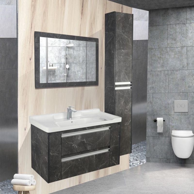 White Stainless Steel Bathroom Vanity with Mirror Furniture