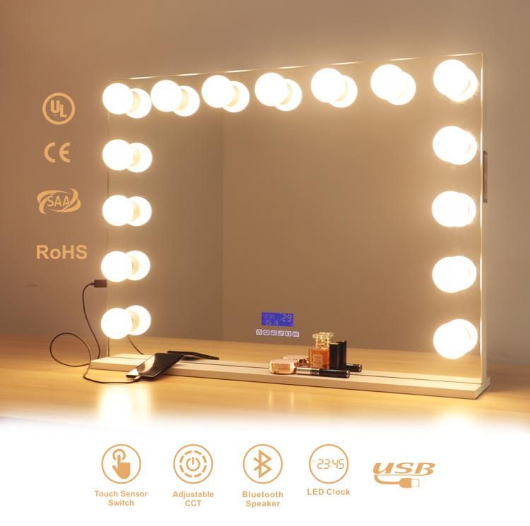 Top-Rank Selling Salon Furniture MDF Base Hollywood Vanity Mirror for Dressing