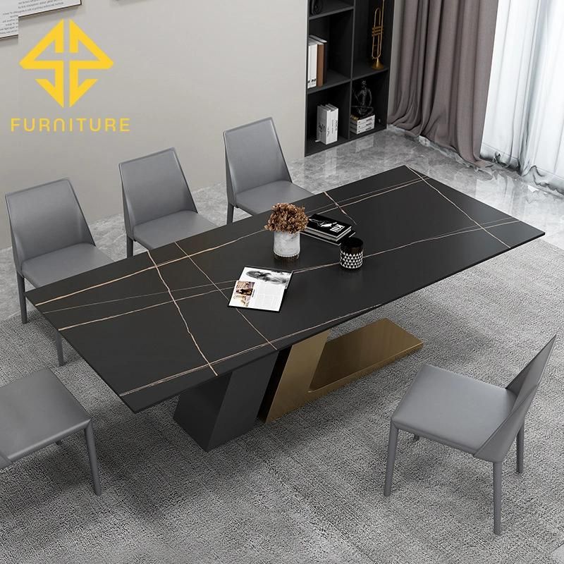 Wholesale Rectangle Dining Party Gathering Table with Sintered Stone Table Top for Events