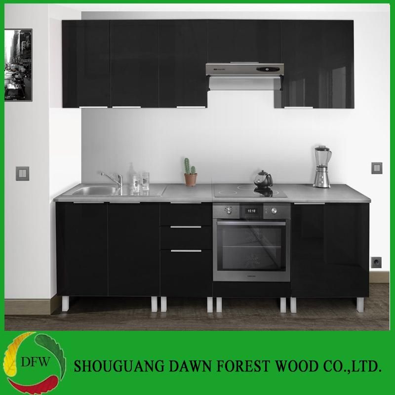 Base Cabinet Kitchen Cabinet with Drawers Cabinet, High-Gloss Lacquer Black Color Modern Kitchen Cabinet