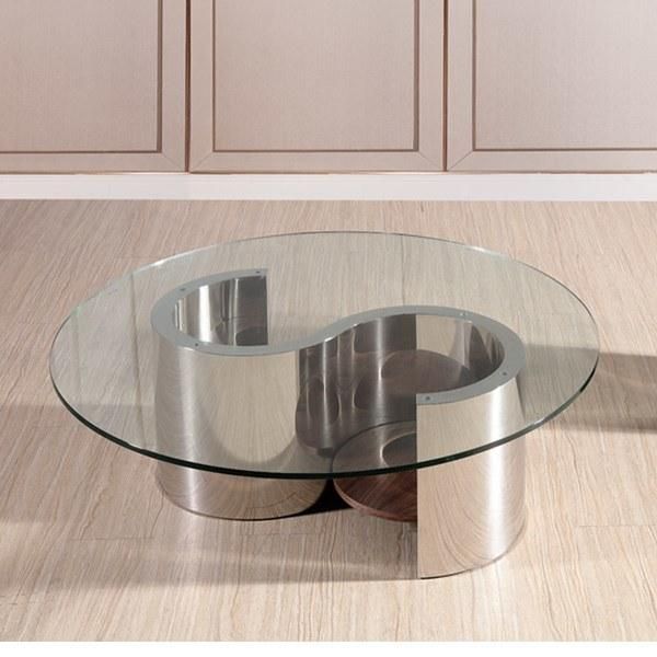 New Design S Shape Coffee Table with Glasses Top