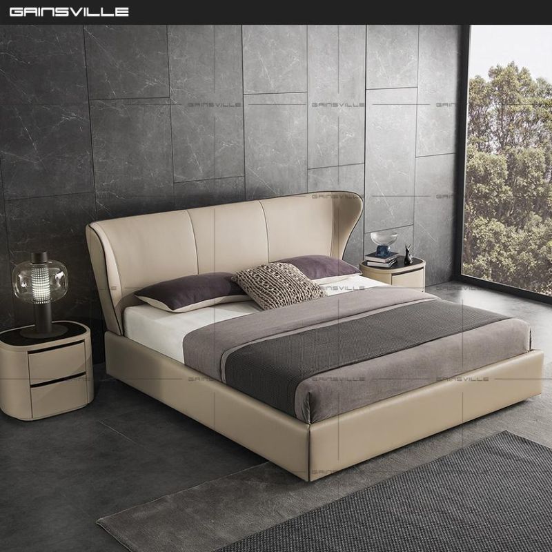 Designer Bedroom Furniture Leather Bed King Bed with Comfortable Headboard Gc2002