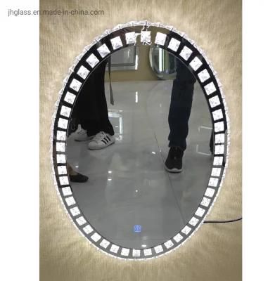 Modern Hotel Decorative Bathroom Illuminated Diamond Oval LED Mirror