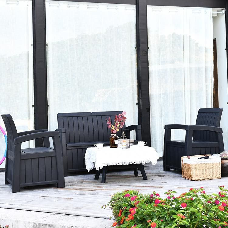 Outdoor Furniture Patio Use Modern Waterproof Plastic Sofa with Storage