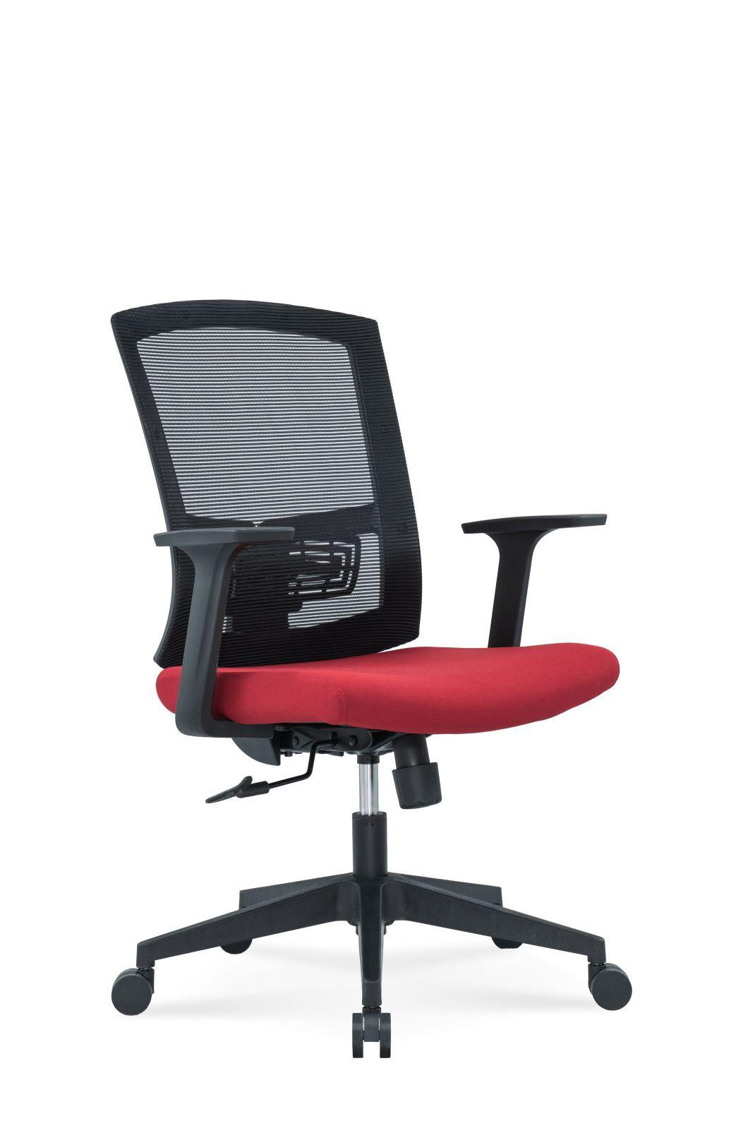 Medium Back Swivel Staff Lumbar Support and Headrest Modern Fabric Office Chair