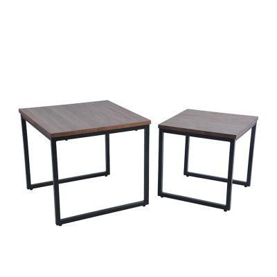 Hot Sales Modern Living Room Furniture Cheap Square Removable Coffee Table Sets with Black Legs