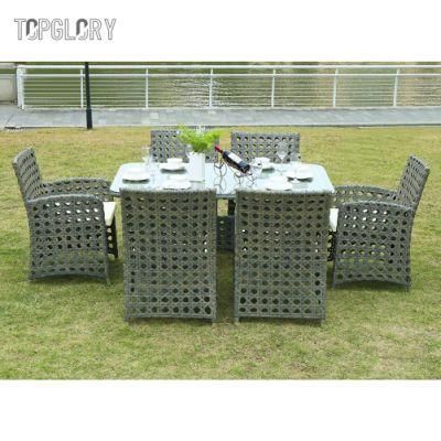 Outdoor Garden Dining Chair Glass Table and 4 Seat Rattan Wicker Chairs Set