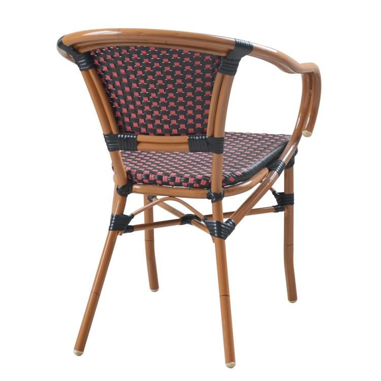 Modern Simplicity Stackable Restaurant Furniture Rattan Chairs with Armrests