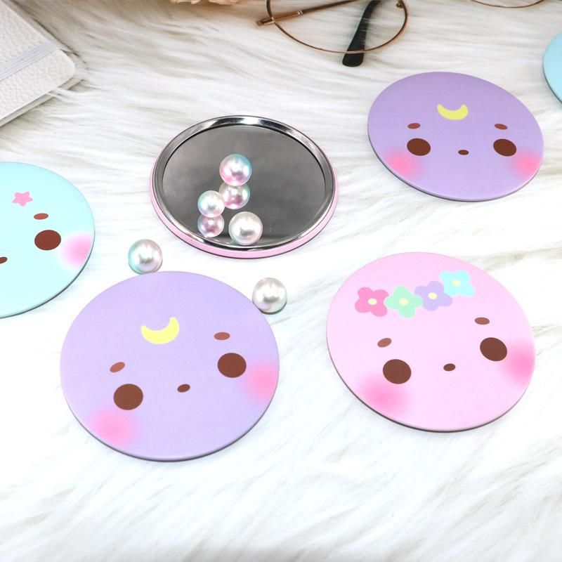 Custom Logo Vanity Mirror Portable Handheld Travel Pocket Mirrors Round LED Makeup Light Mirror