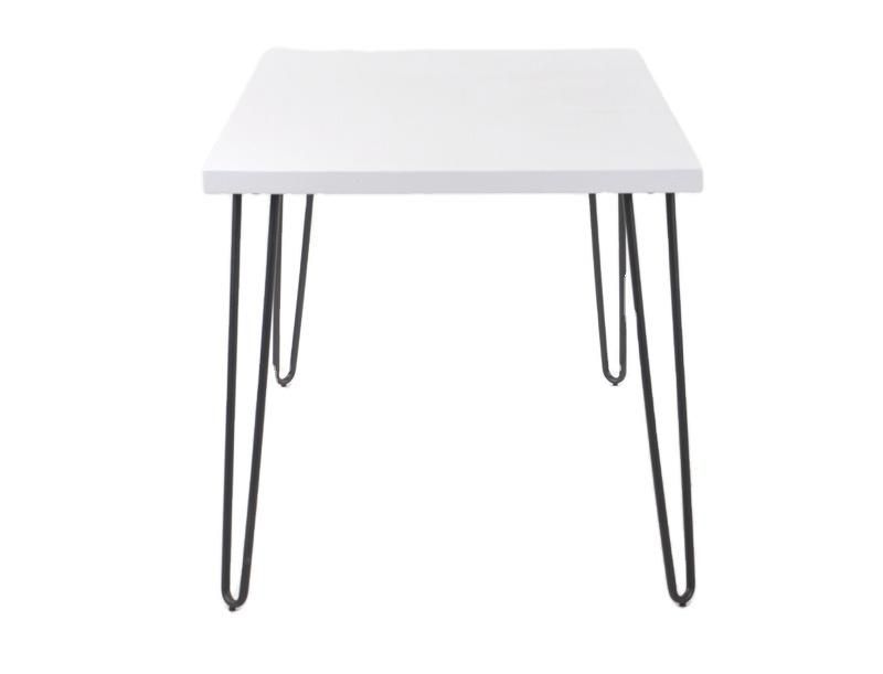 Nordic Style Dining Furniture Metal Tube White Painting Legs Modern MDF Top Square Dining Table