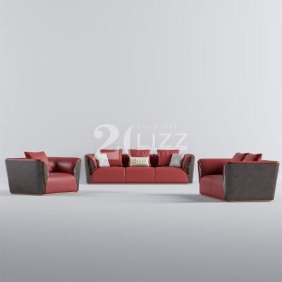 New Modern European Sectional Home Furniture Set Leisure Genuine Leather Wooden Furniture Luxury Living Room 2 Seater Sofa