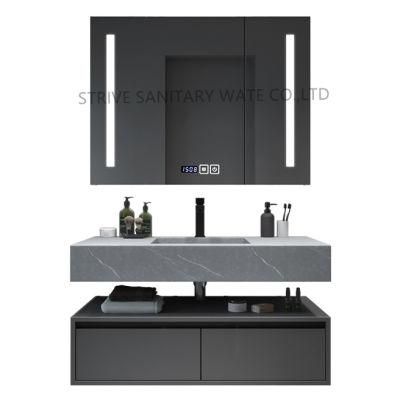 Modern Luxury Gray Bathroom Vanity with LED Medicine Cabinet