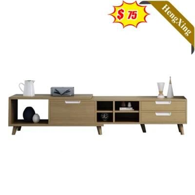 Modern Style Storage Multi-Function Open Lockers Log Color Wooden TV Stand with Drawers