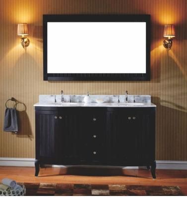Hot Sale High Quality Solid Wood Bathroom Cabinet Double Sinks Vanity