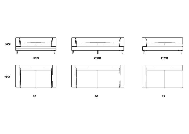 Modern Design Home Furniture Living Room L Shape Sectional Fabric Corner Sofa E1865-1